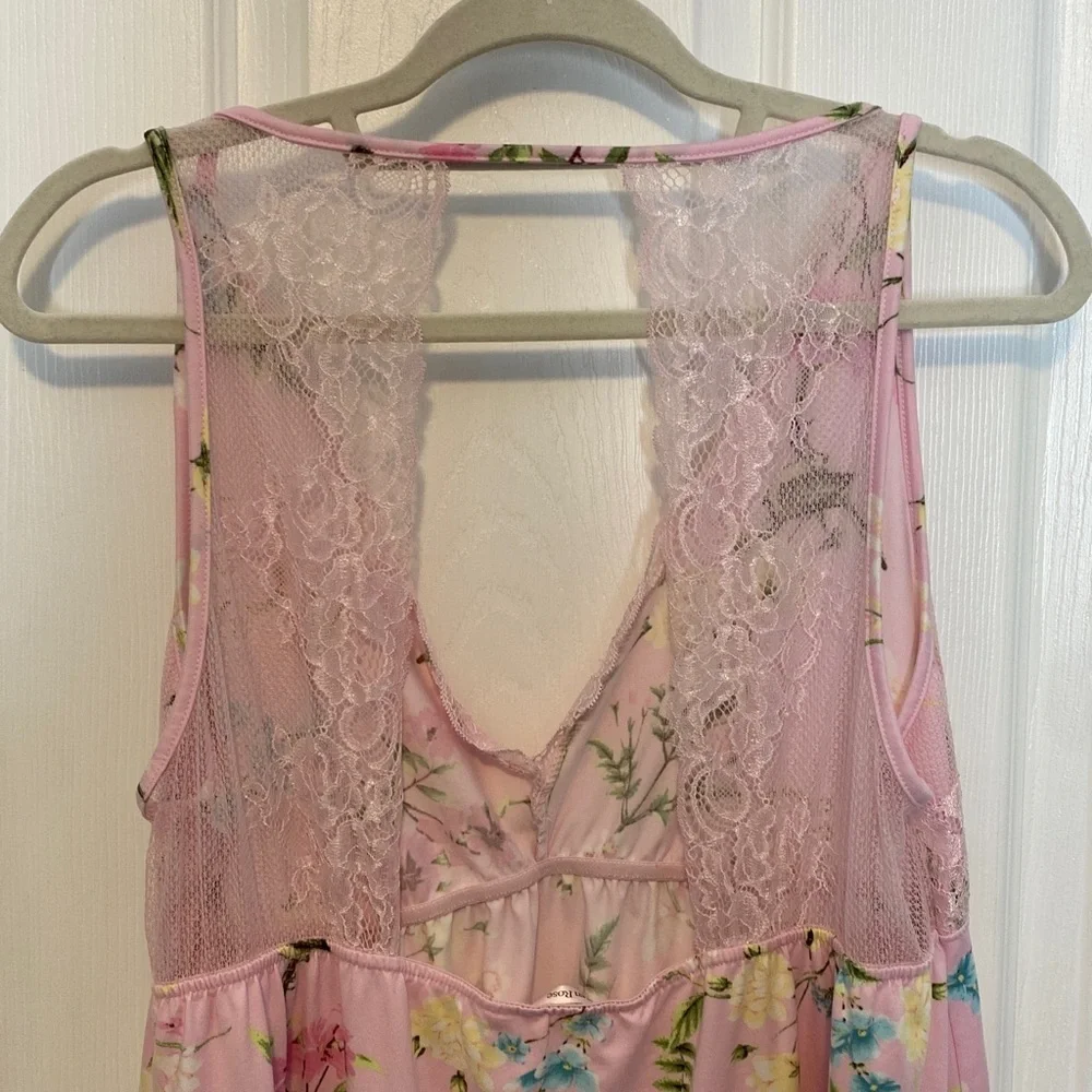 La Vie en Rose Pink Floral Lace Babydoll Chemise Sleep Dress XL - Picture 11 of 15
